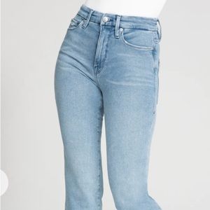 Good American Good Straight Split Pockets Jeans Light Blue Size 31